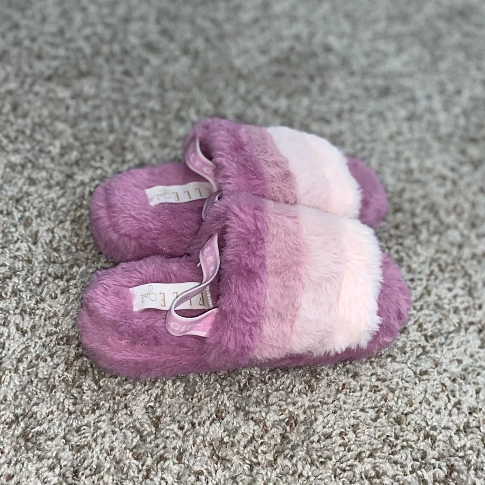 Elle Girl Fluffy Pink and Purple Slippers size M
